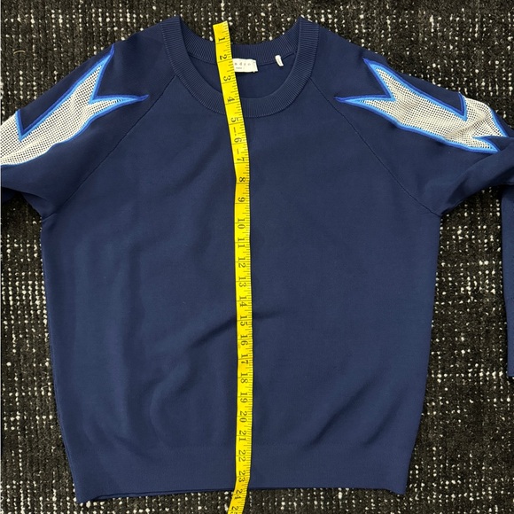 Sandro ribbed LS navy sweater knit detail arm sz 3/L - Picture 5 of 5